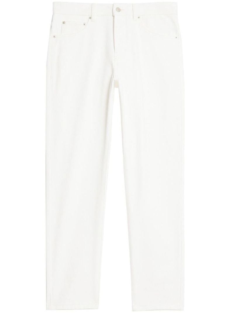 White Tapered Leg Denim Jeans