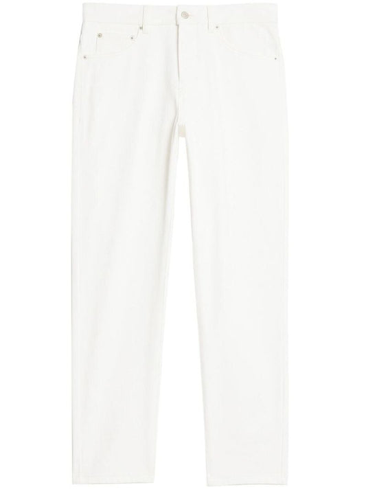 White Tapered Leg Denim Jeans