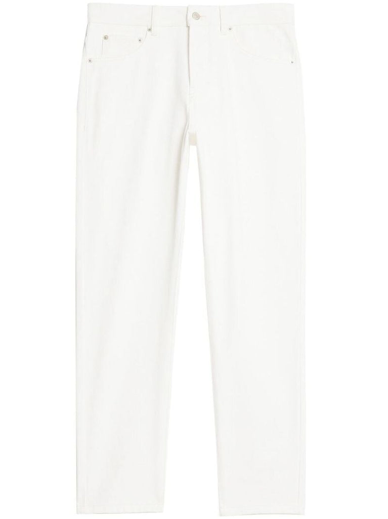White Tapered Leg Denim Jeans