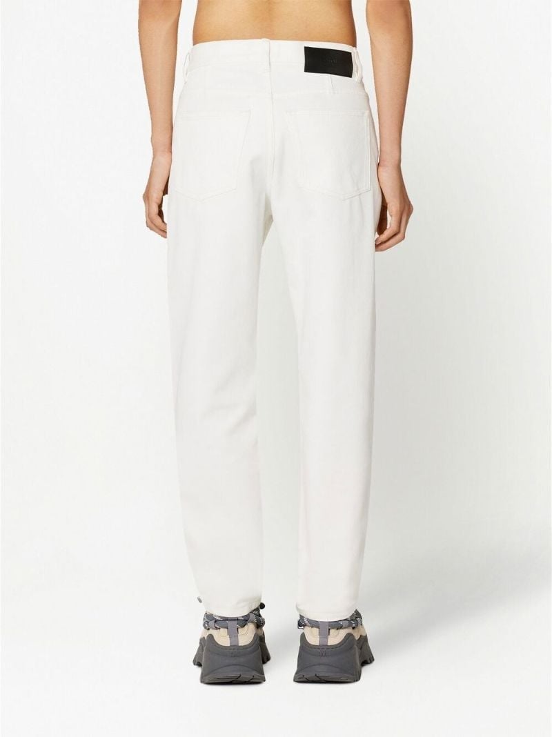 White Tapered Leg Denim Jeans
