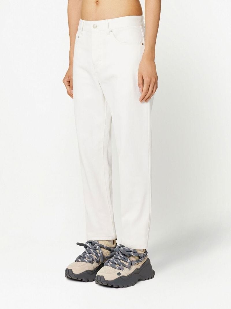 White Tapered Leg Denim Jeans