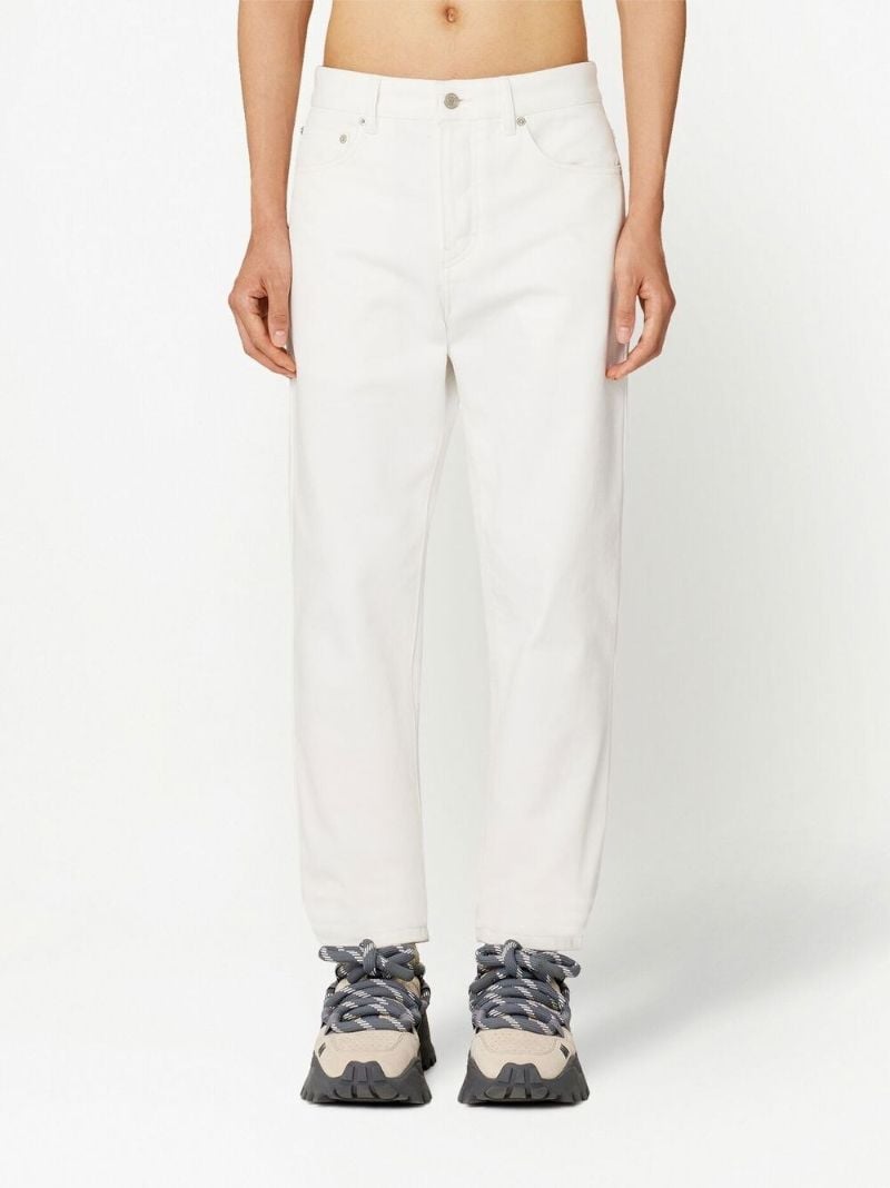 White Tapered Leg Denim Jeans