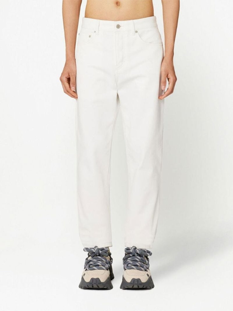 White Tapered Leg Denim Jeans