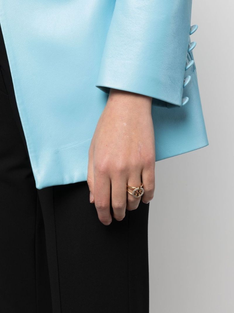 Gold Plated Miller Doube T PavÃ_x0083_Â© Ring