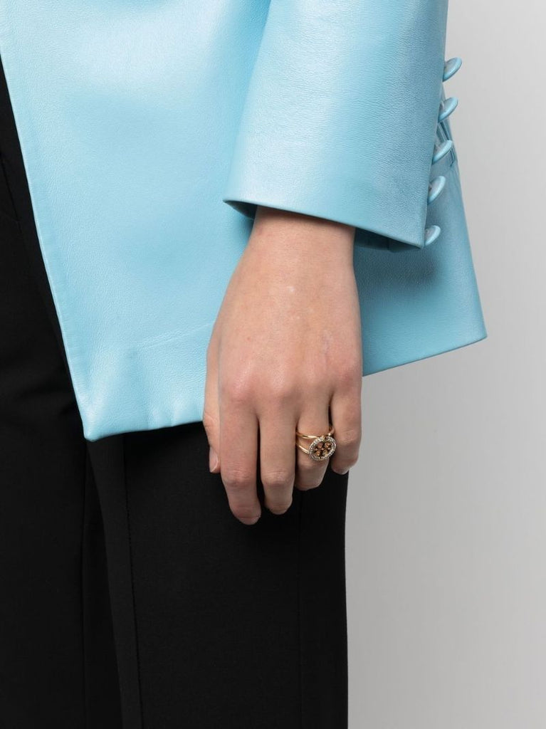 Gold Plated Miller Doube T PavÃ_x0083_Â© Ring