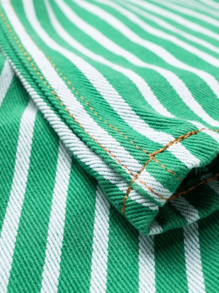 Green Striped Print Barrel-leg Jeans
