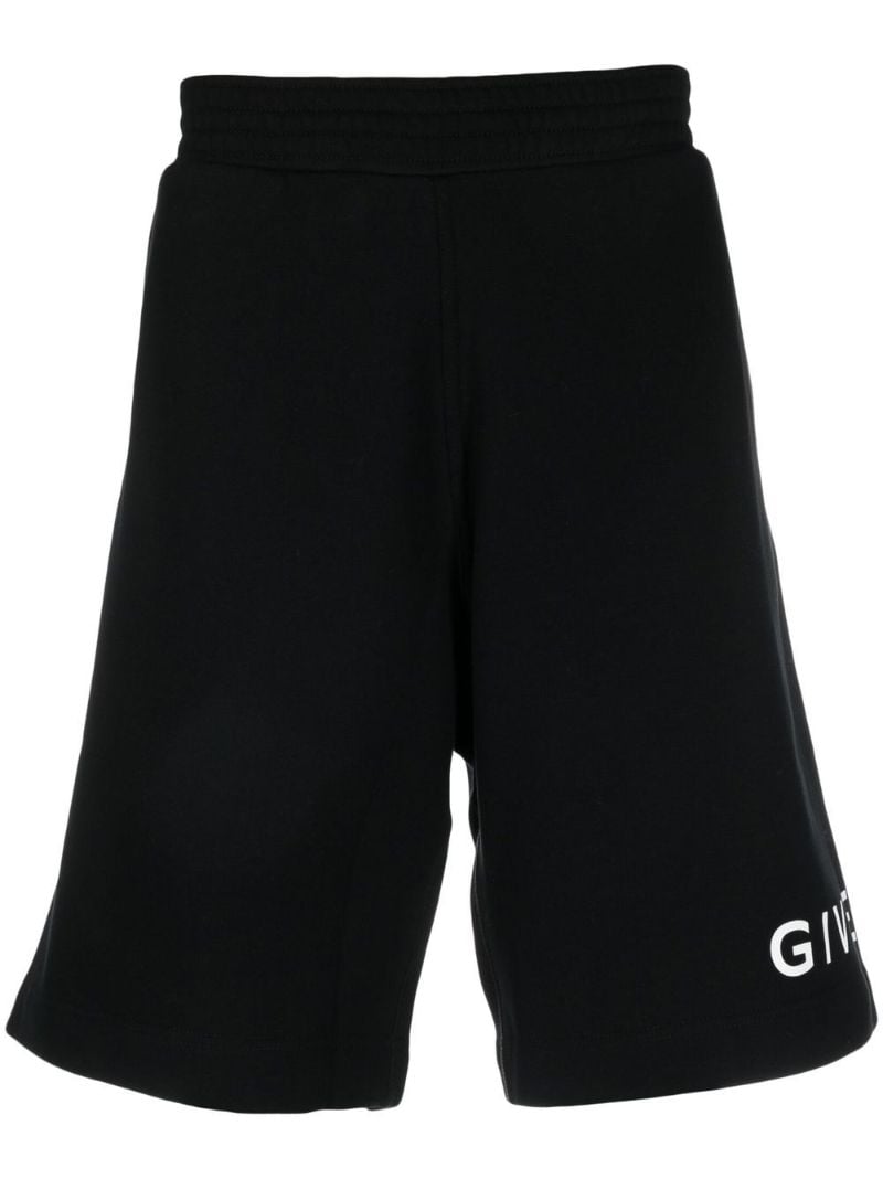 Black Logo Print Track Shorts