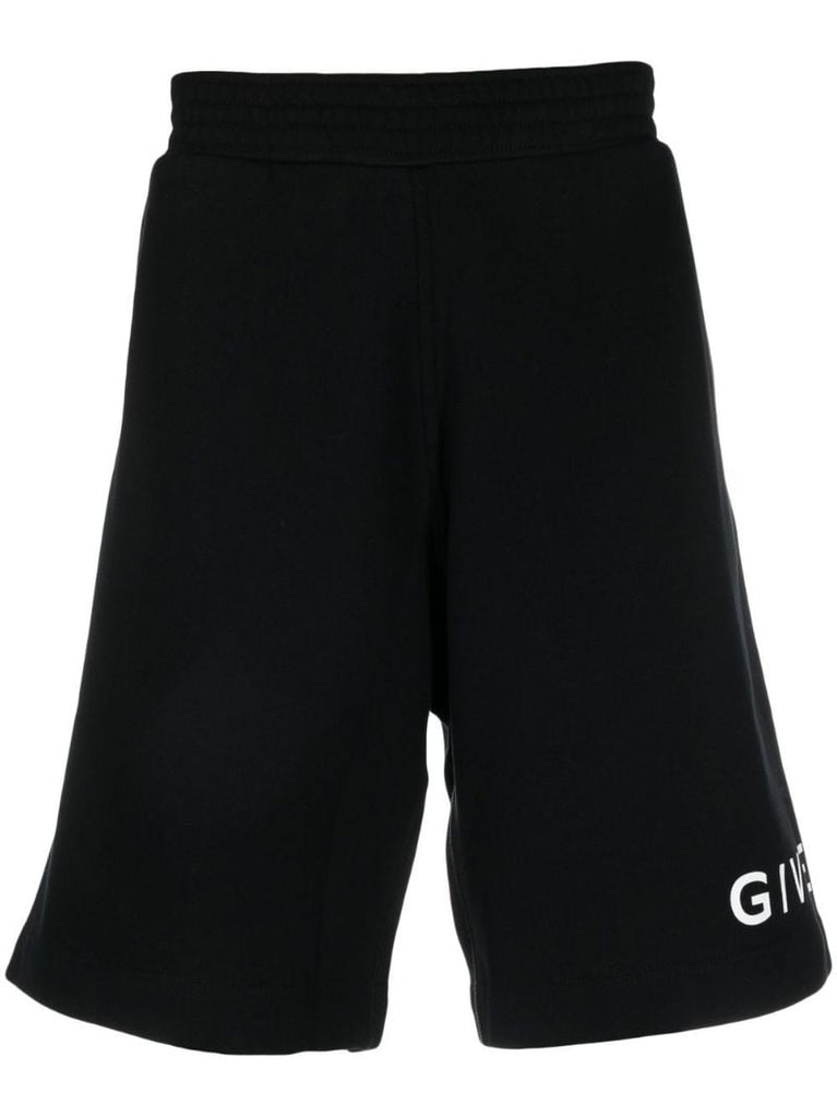 Black Logo Print Track Shorts