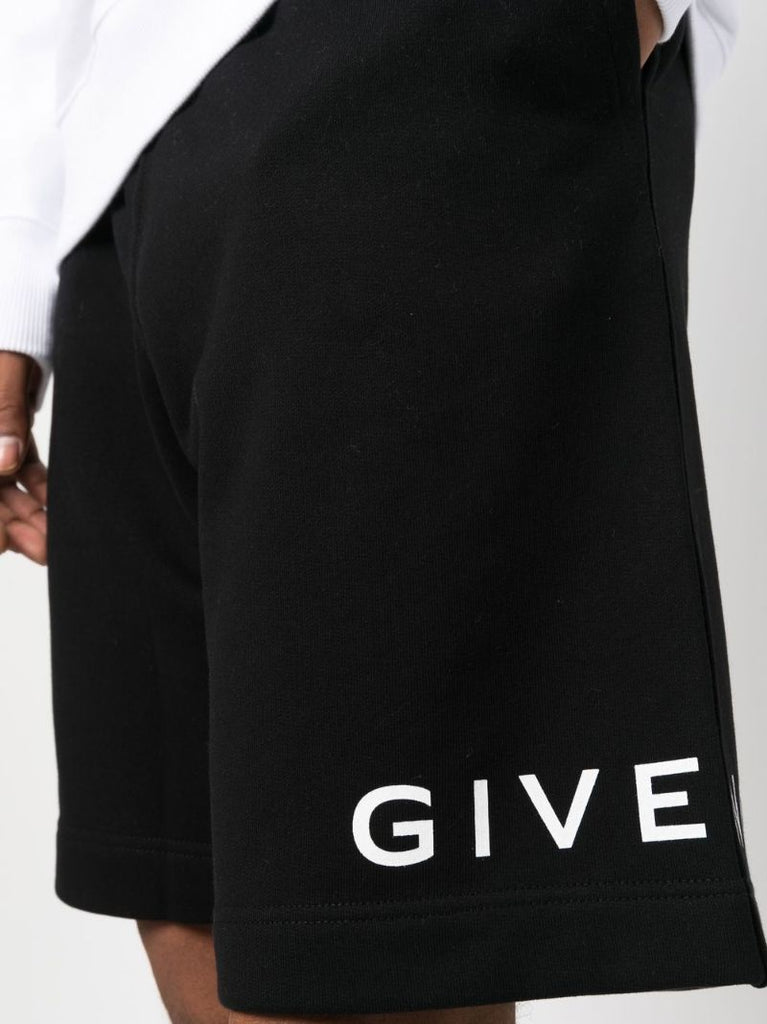 Black Logo Print Track Shorts
