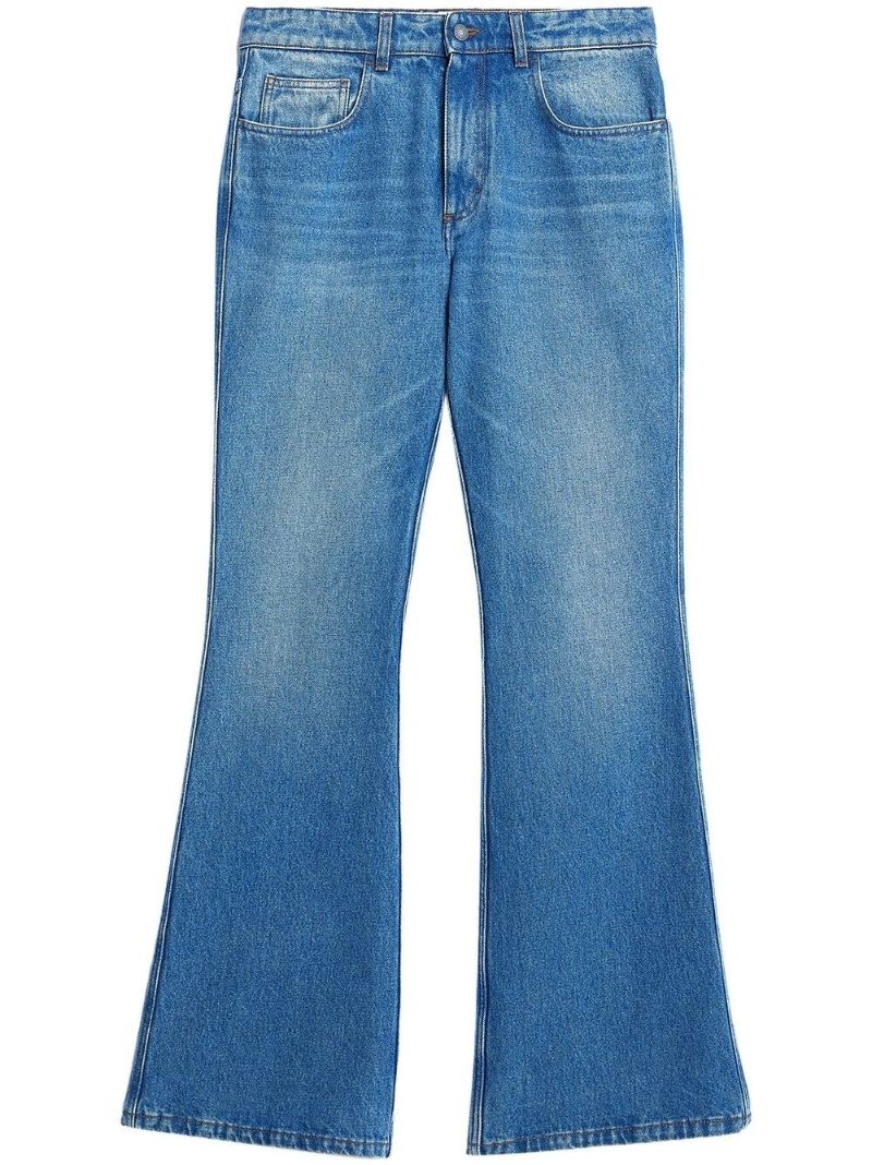 Blue Mid-rise Flared Jeans
