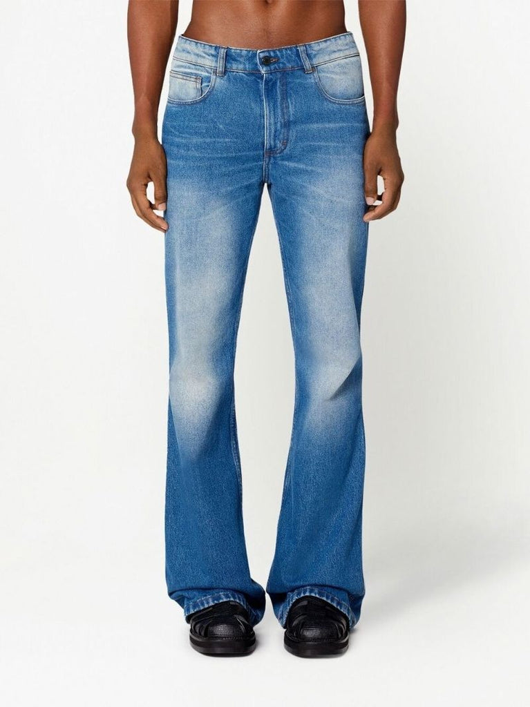 Blue Mid-rise Flared Jeans