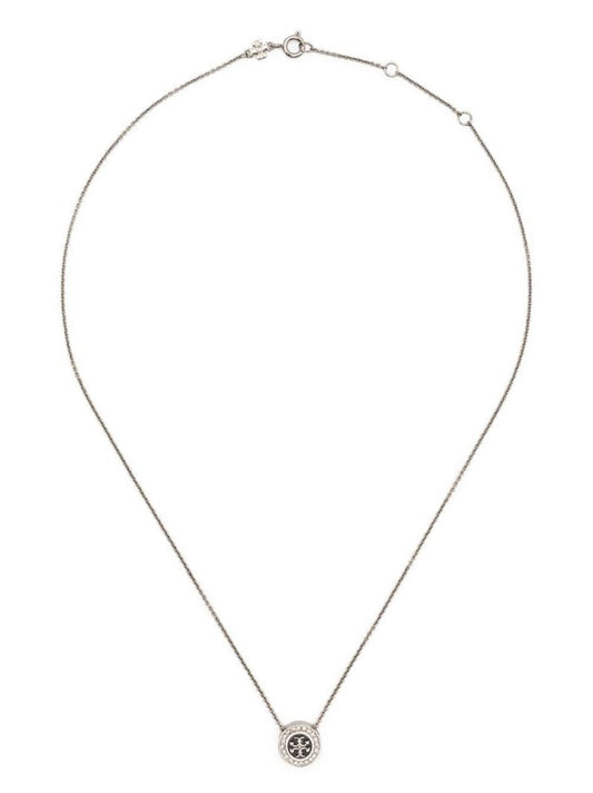 Silver and Black Miller PavÃ_x0083_Â© Enamel Necklace