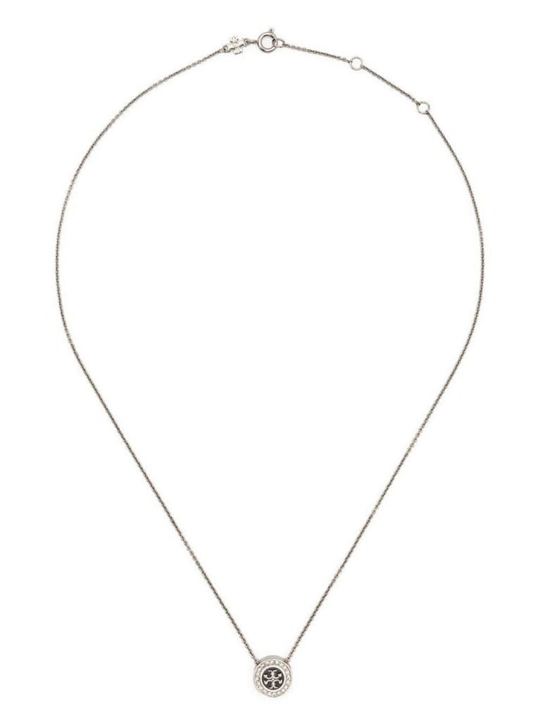 Silver and Black Miller PavÃ_x0083_Â© Enamel Necklace