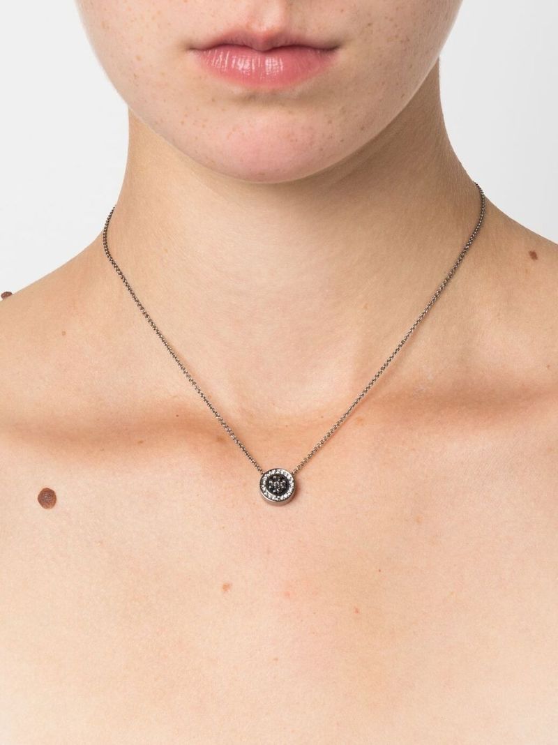 Silver and Black Miller PavÃ_x0083_Â© Enamel Necklace