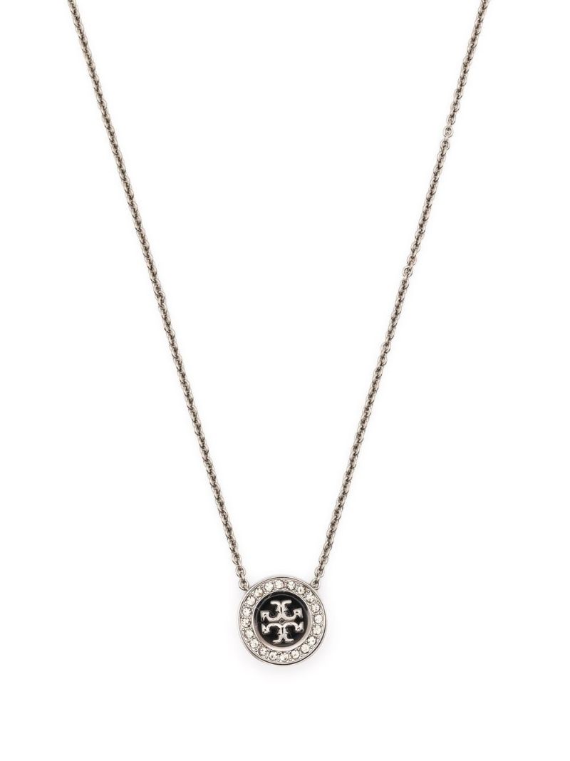 Silver and Black Miller PavÃ_x0083_Â© Enamel Necklace