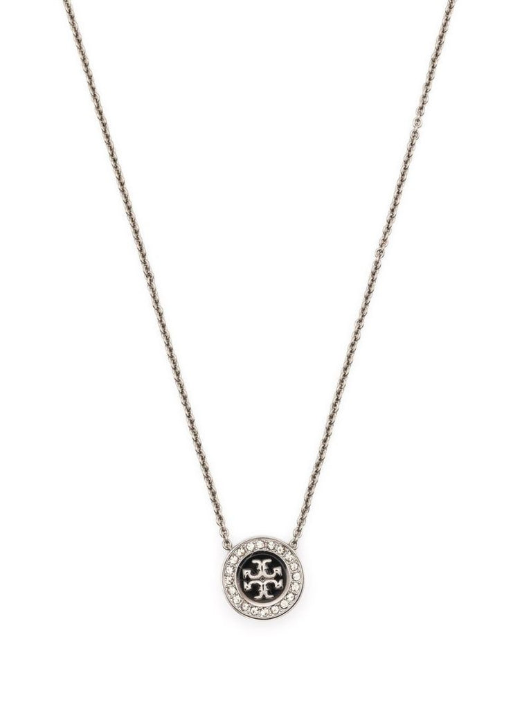 Silver and Black Miller PavÃ_x0083_Â© Enamel Necklace