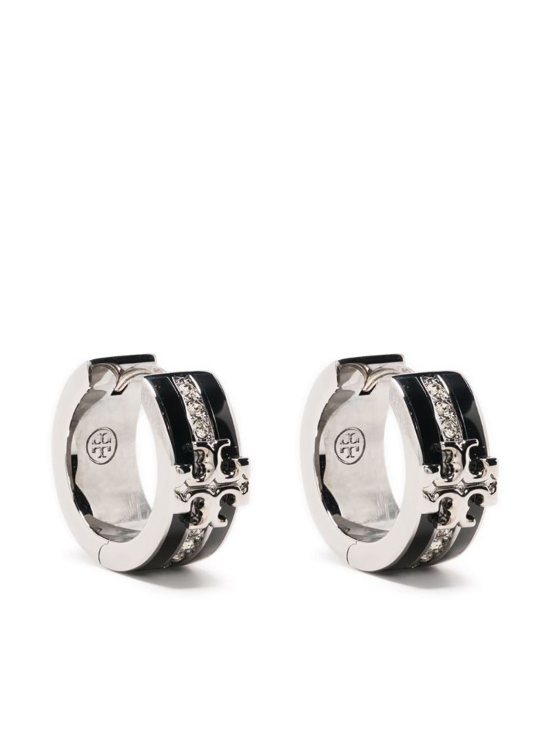 Silver and Black Kira Huggie Earrings