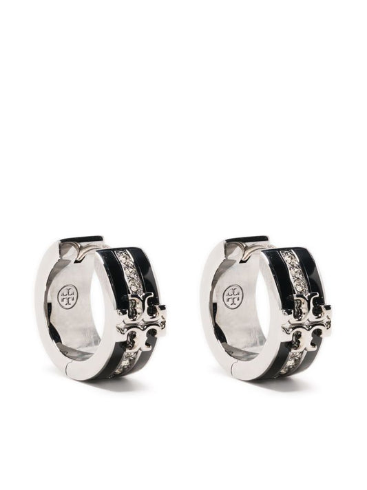 Silver and Black Kira Huggie Earrings
