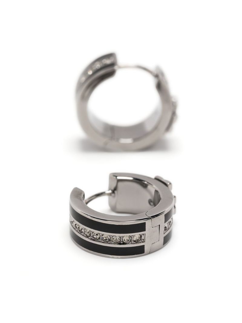 Silver and Black Kira Huggie Earrings