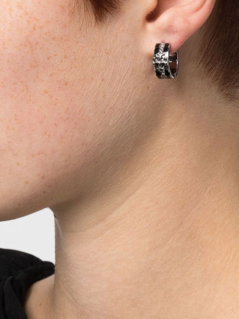 Silver and Black Kira Huggie Earrings