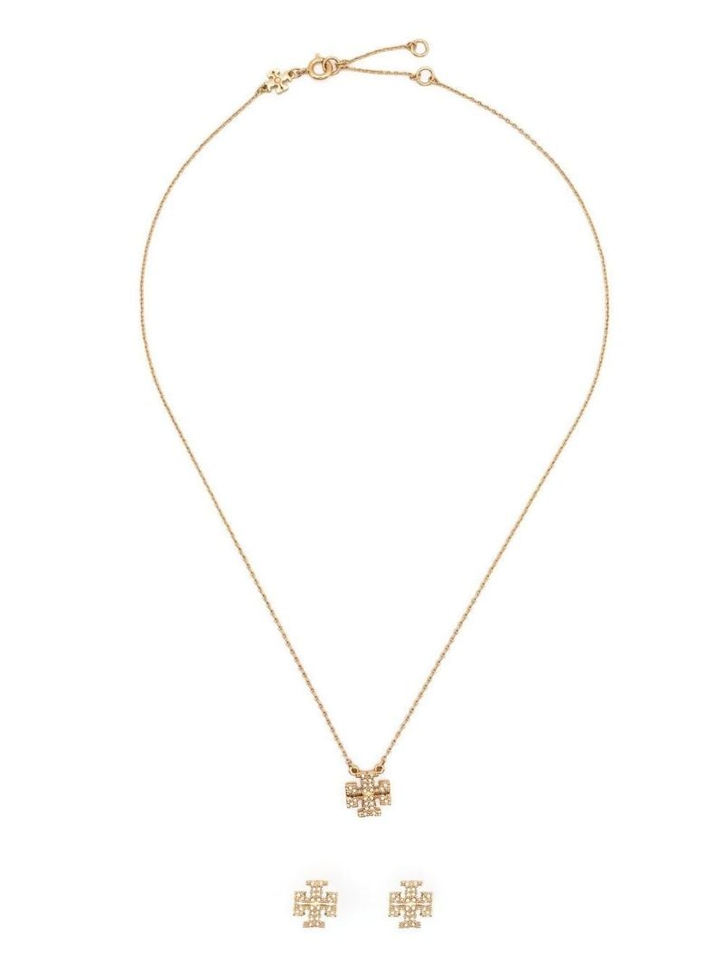 Gold Plated Kira Double T Necklace and Earring Set