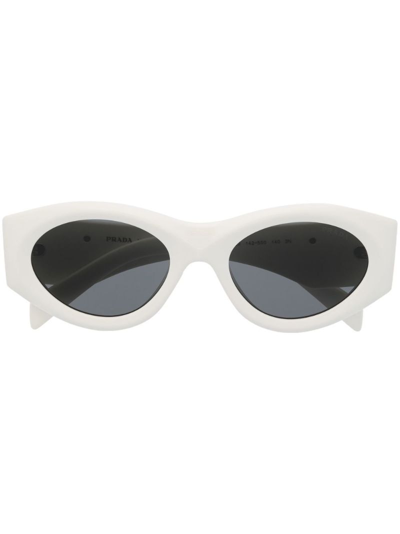 White Logo-plaque Oval Frame Sunglasses