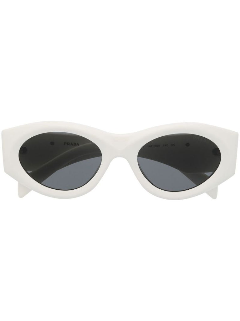 White Logo-plaque Oval Frame Sunglasses