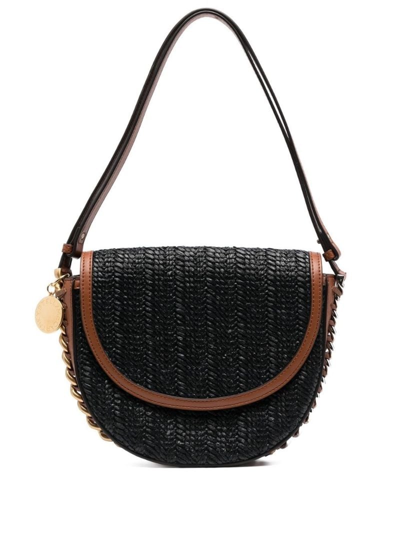 Black Interwoven Design Shoulder Bag