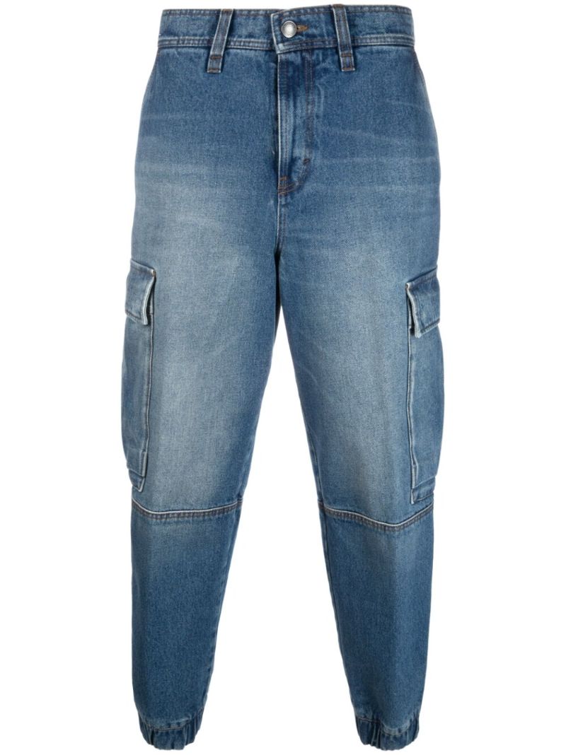 Blue Tapered Cargo Jeans