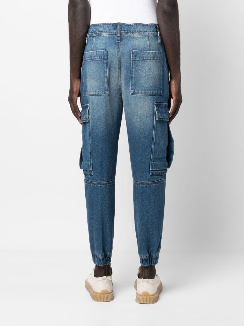 Blue Tapered Cargo Jeans