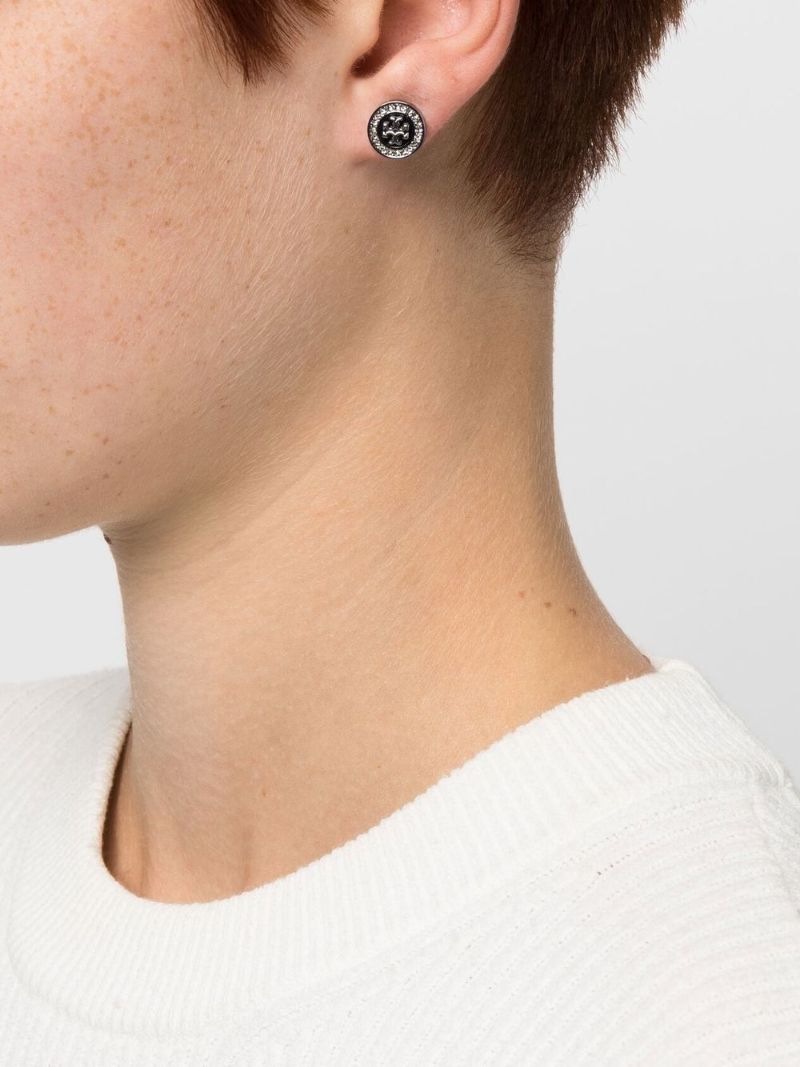 Black Kira PavÃ_x0083_Â© Enamel Stud Earrings