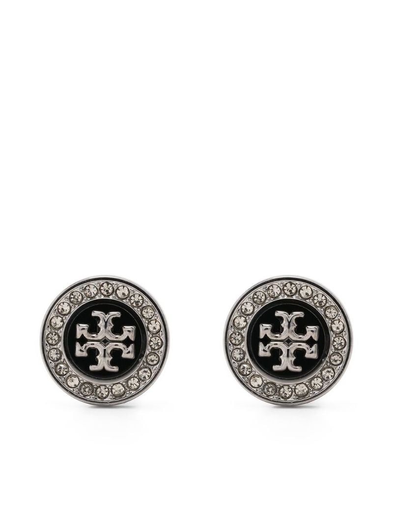 Black Kira PavÃ_x0083_Â© Enamel Stud Earrings