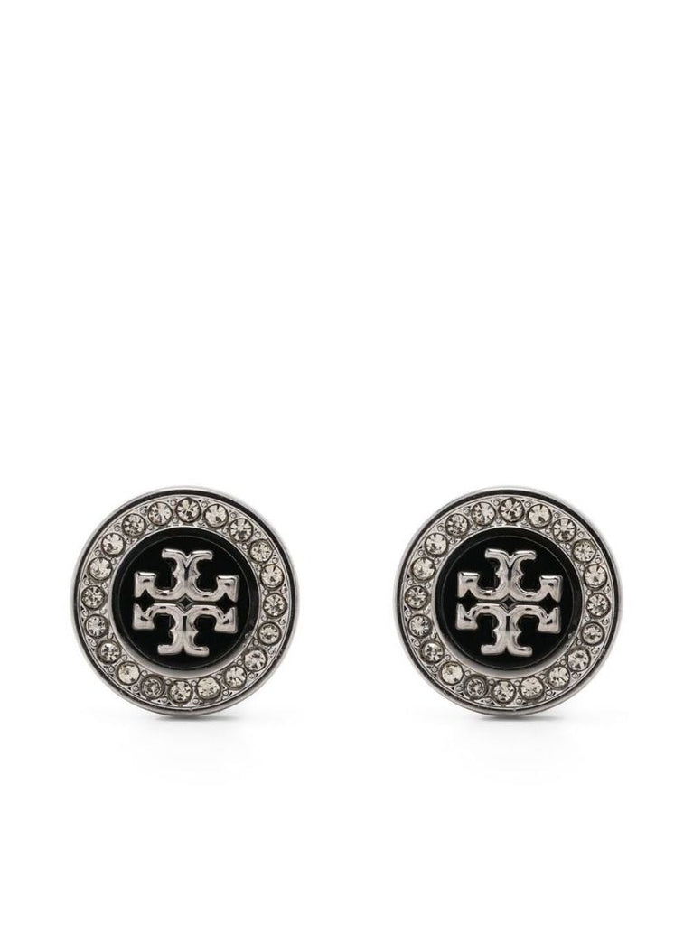 Black Kira PavÃ_x0083_Â© Enamel Stud Earrings