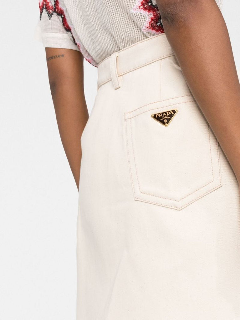 Neutral High-waisted Denim Skirt
