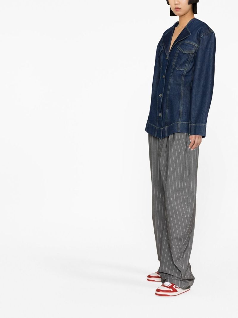 Blue Structured Single-breasted Denim Blazer