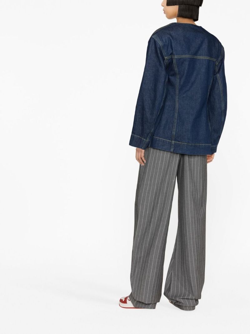 Blue Structured Single-breasted Denim Blazer