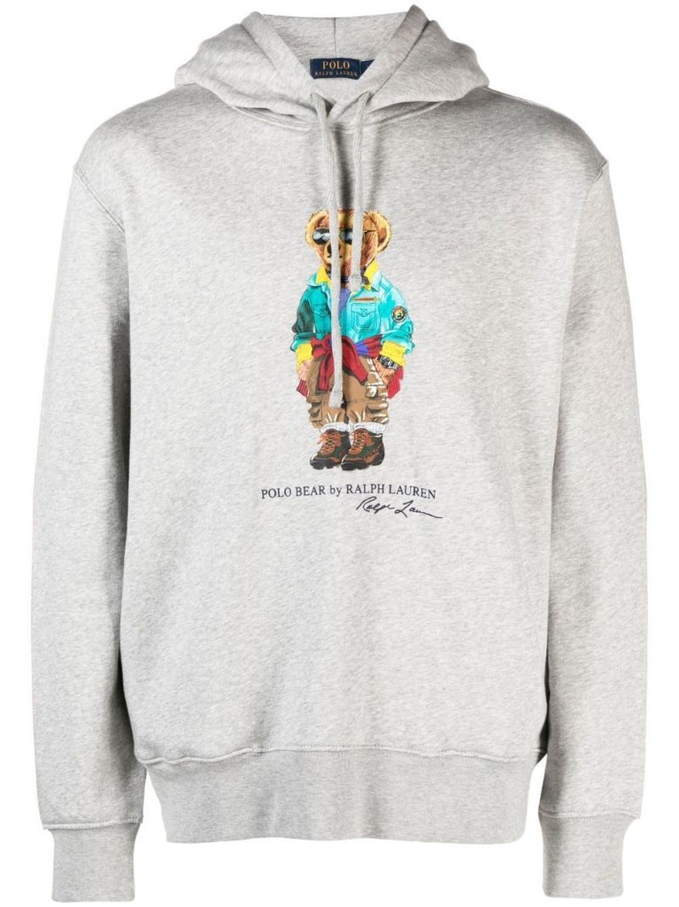 Grey Polo Bear Print Hoodie
