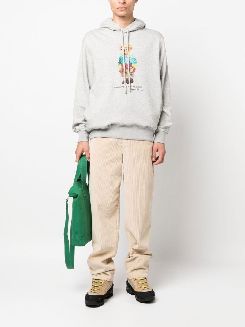 Grey Polo Bear Print Hoodie