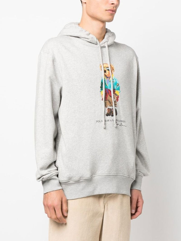 Grey Polo Bear Print Hoodie