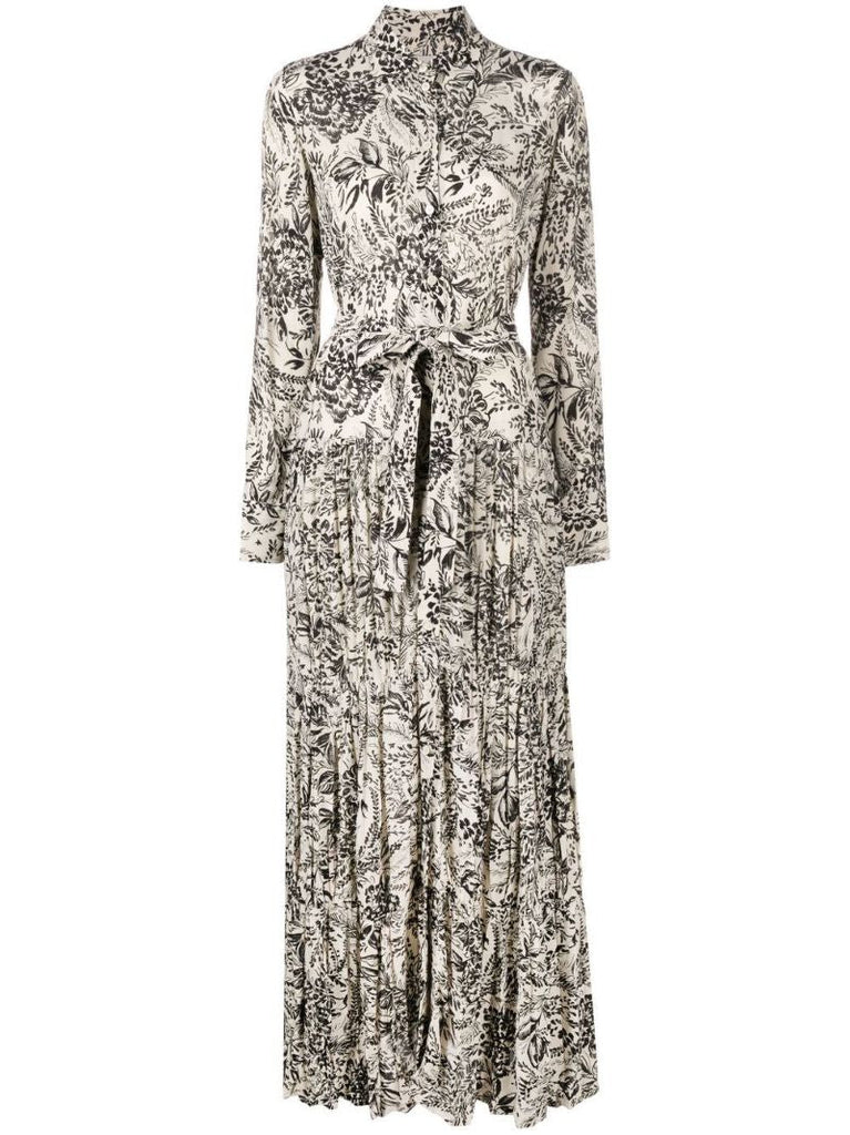 White Floral Print Maxi Dress