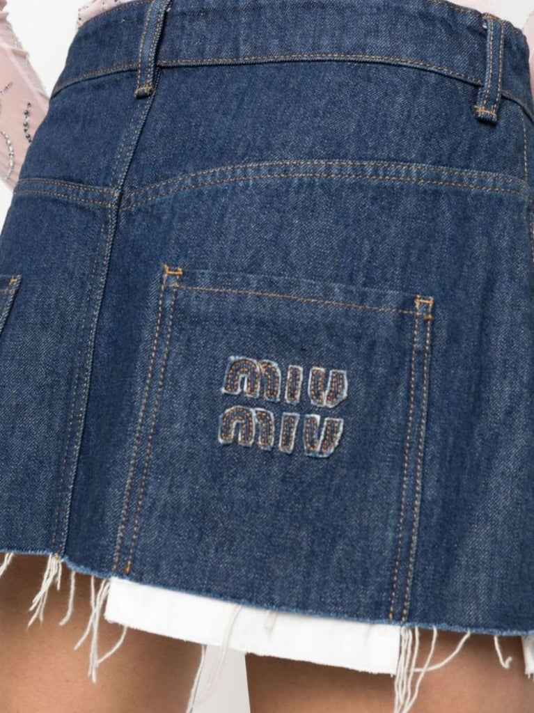 Blue Logo Denim Mini Skirt