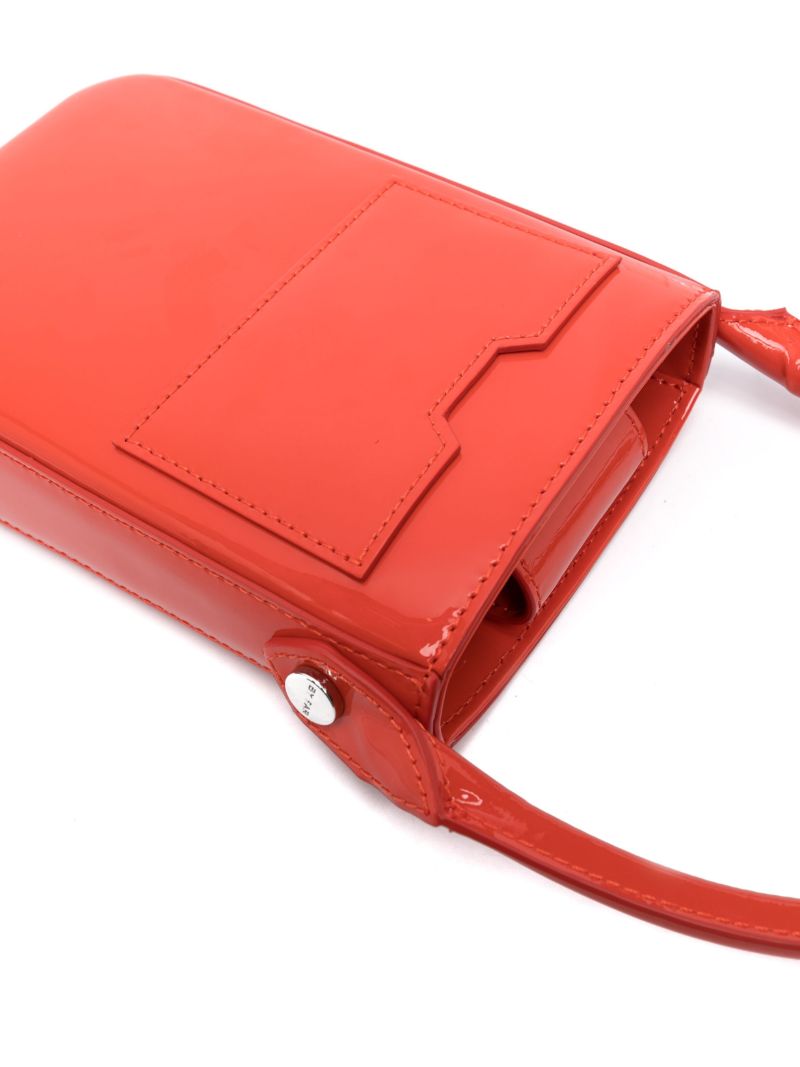 Red Note Patent Leather Cross Body Bag