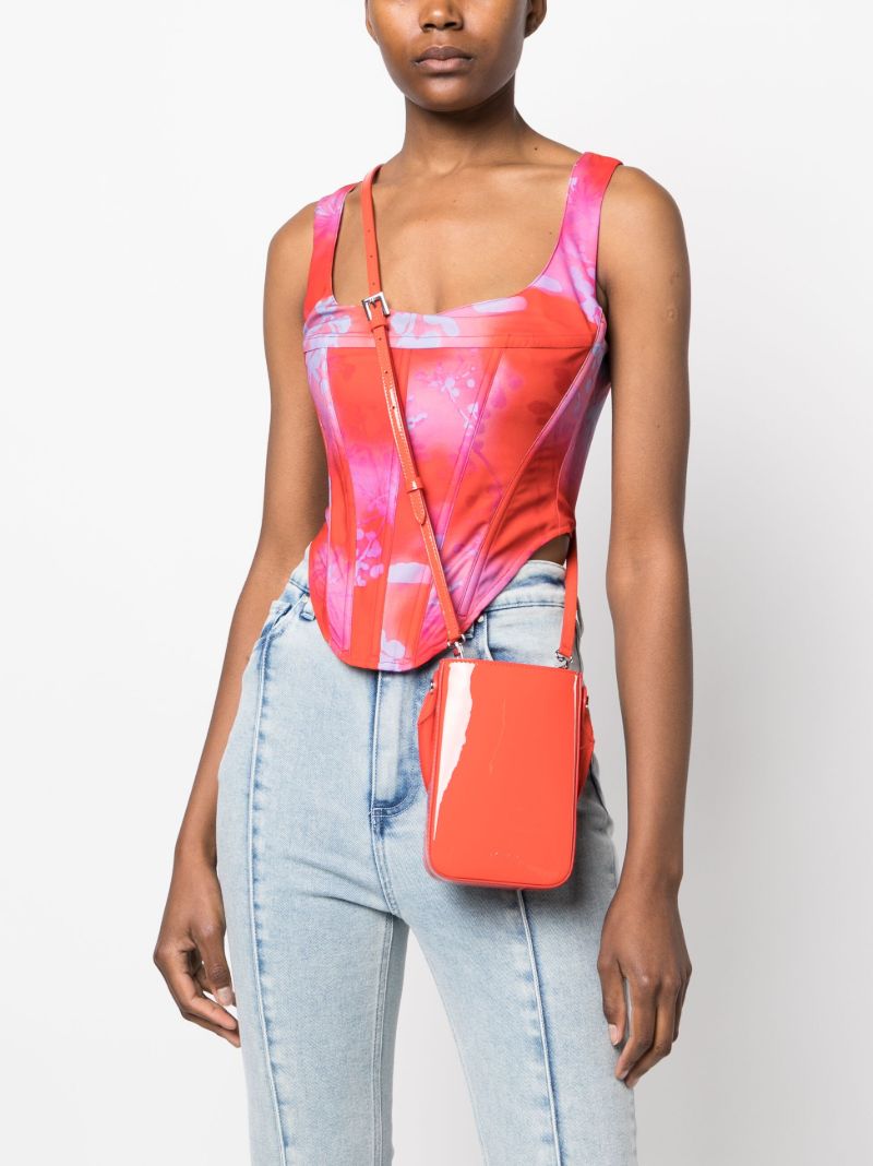 Red Note Patent Leather Cross Body Bag