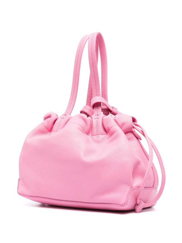 Pink Malmo Drawstring Leather Tote Bag