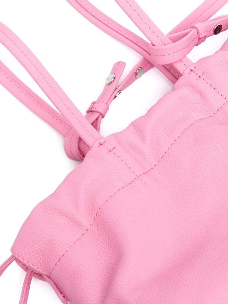 Pink Malmo Drawstring Leather Tote Bag