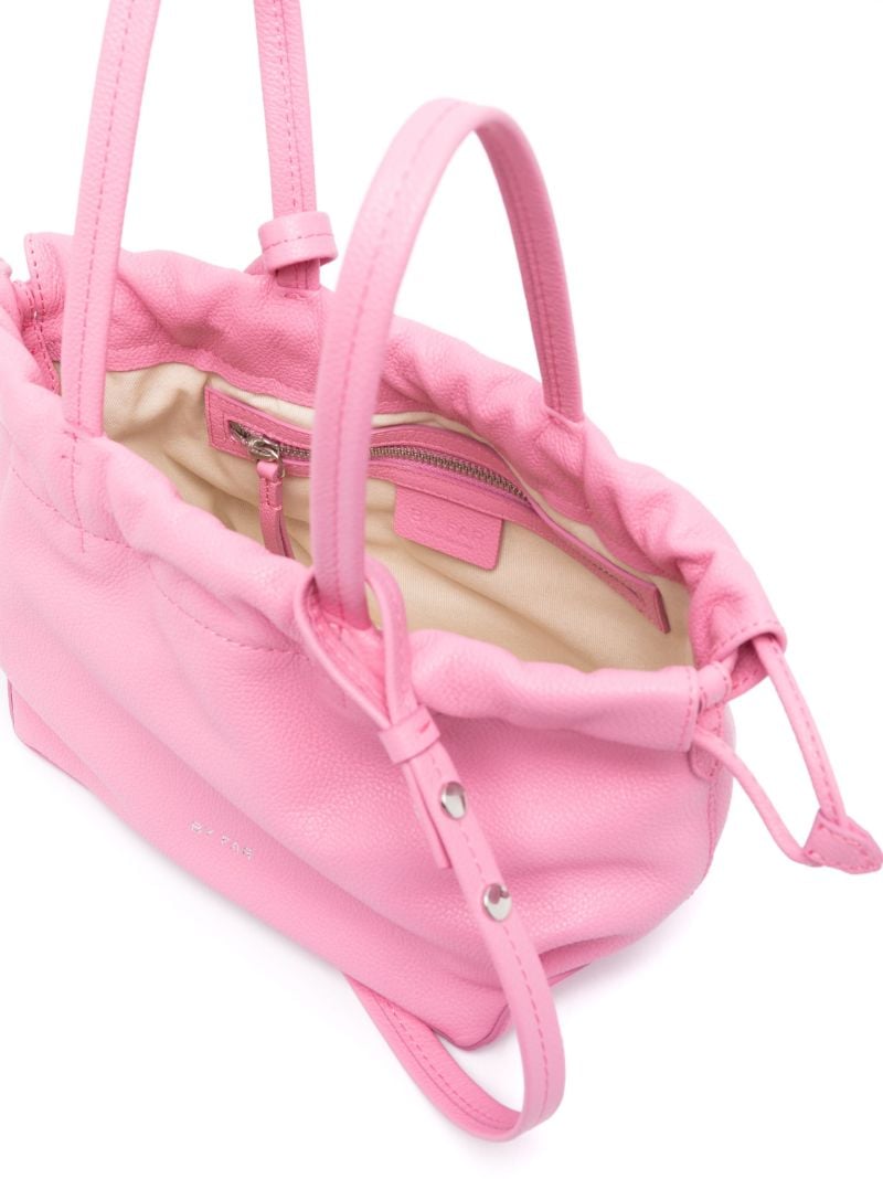 Pink Malmo Drawstring Leather Tote Bag