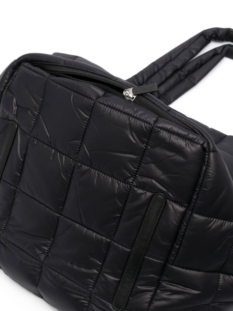 Black Quilted Grid Tote Bag