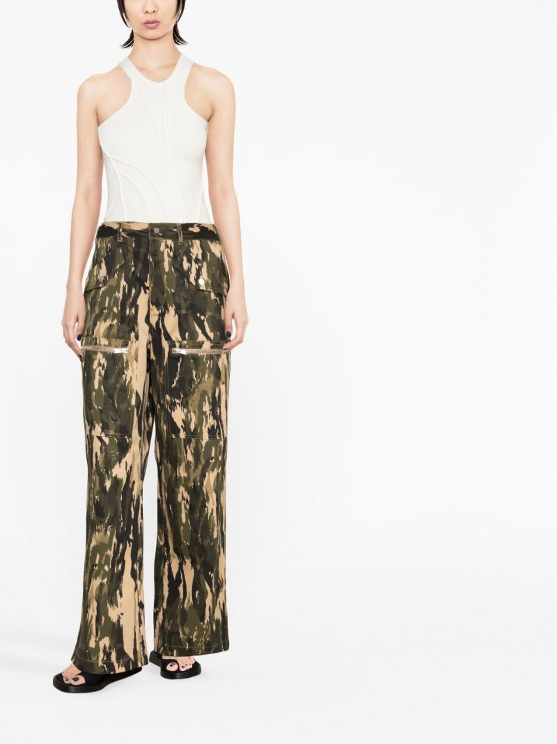 Green Abstract Print Trousers