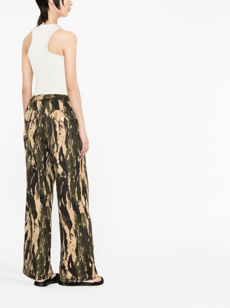 Green Abstract Print Trousers