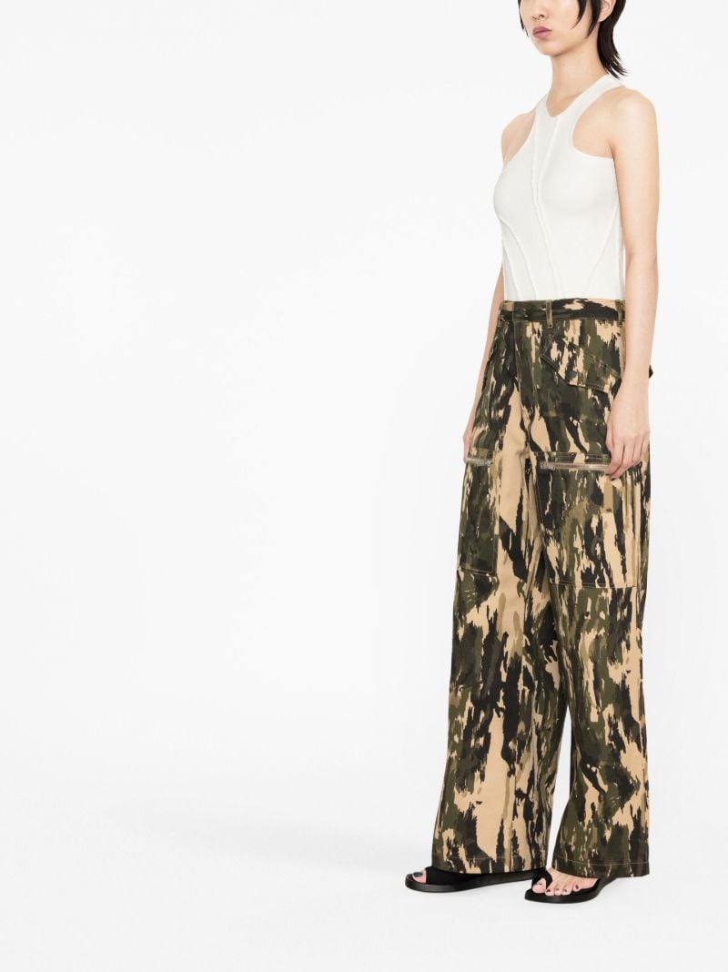 Green Abstract Print Trousers